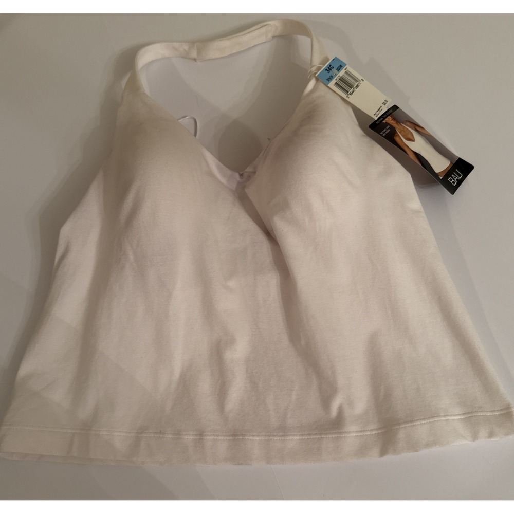 Bali No Poke Wire Bra Inside Halter Cami White 34C 3008